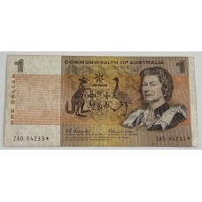 AUSTRALIA 1966 . ONE 1 DOLLAR BANKNOTE . COOMBS/WILSON . STAR NOTE